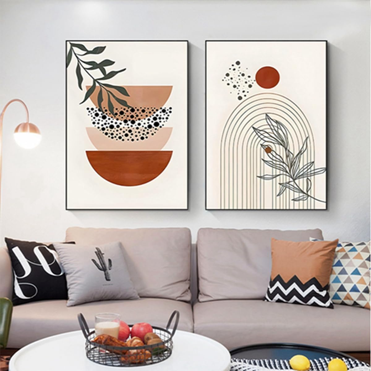 Lot de 3 posters - Style bohème - Plante esthétique - Art abstrait moderne - Tableau mural - Décoration bohème - Sans cadre - Poster 09, 30 x 40 cm - 3