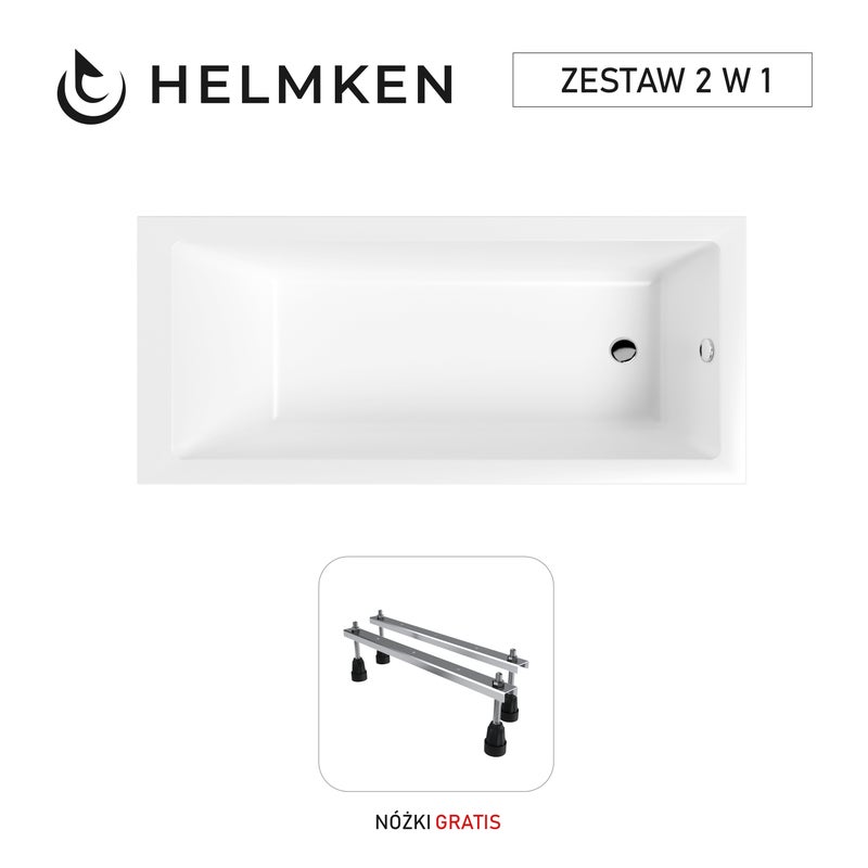 Wanna akrylowa Helmken Athena 170x80 z akrylu lanego ze wzmocnionym korpusem / 35090080