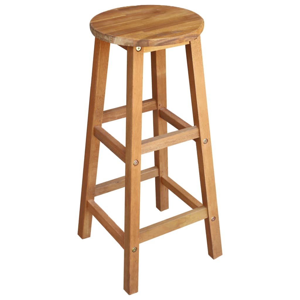 Sgabelli Da Bar In Pelle E Legno – Set Da 2 Pezzi, Altezza 61cm, Design Moderno Con Poggiapiedi, Per Cucina E Isola
