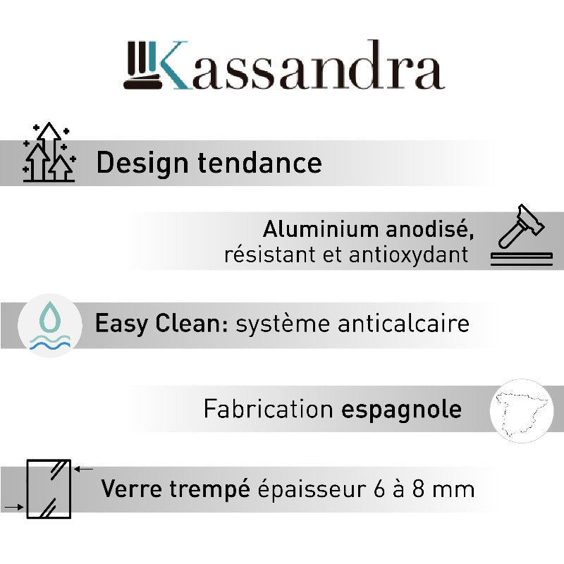 Paroi de douche accès en angle 2 verres fixes + 2 portes coulissantes YOKO 120 x 80 cm - 9