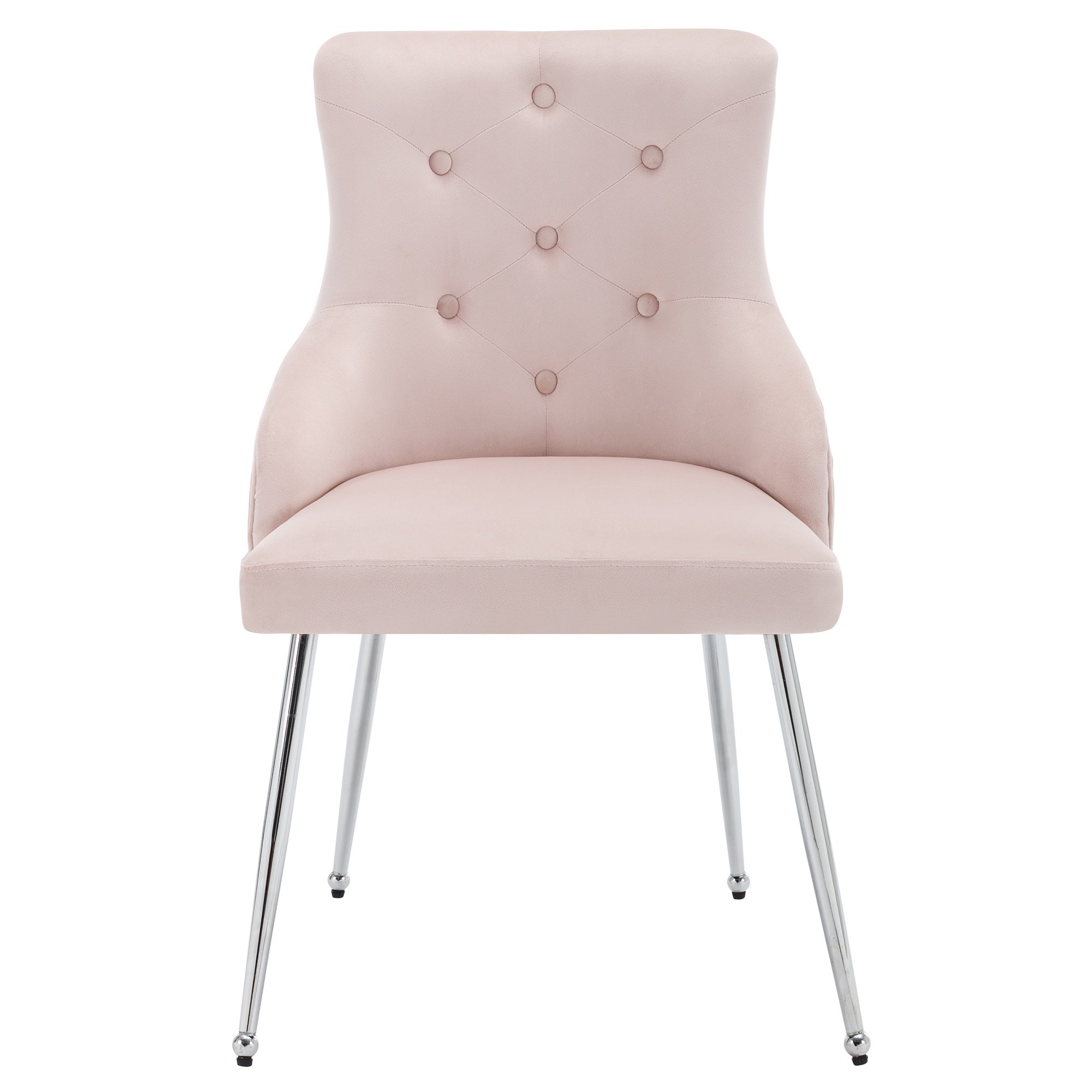 Sedia da pranzo - Poltrona imbottita con bottoni - Gambe in metallo - Rosa - 4