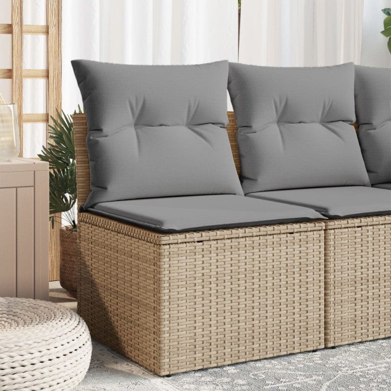 Sofa ogrodowy vidaXL bez podłokietników z rattanu PE beżowy wygodny