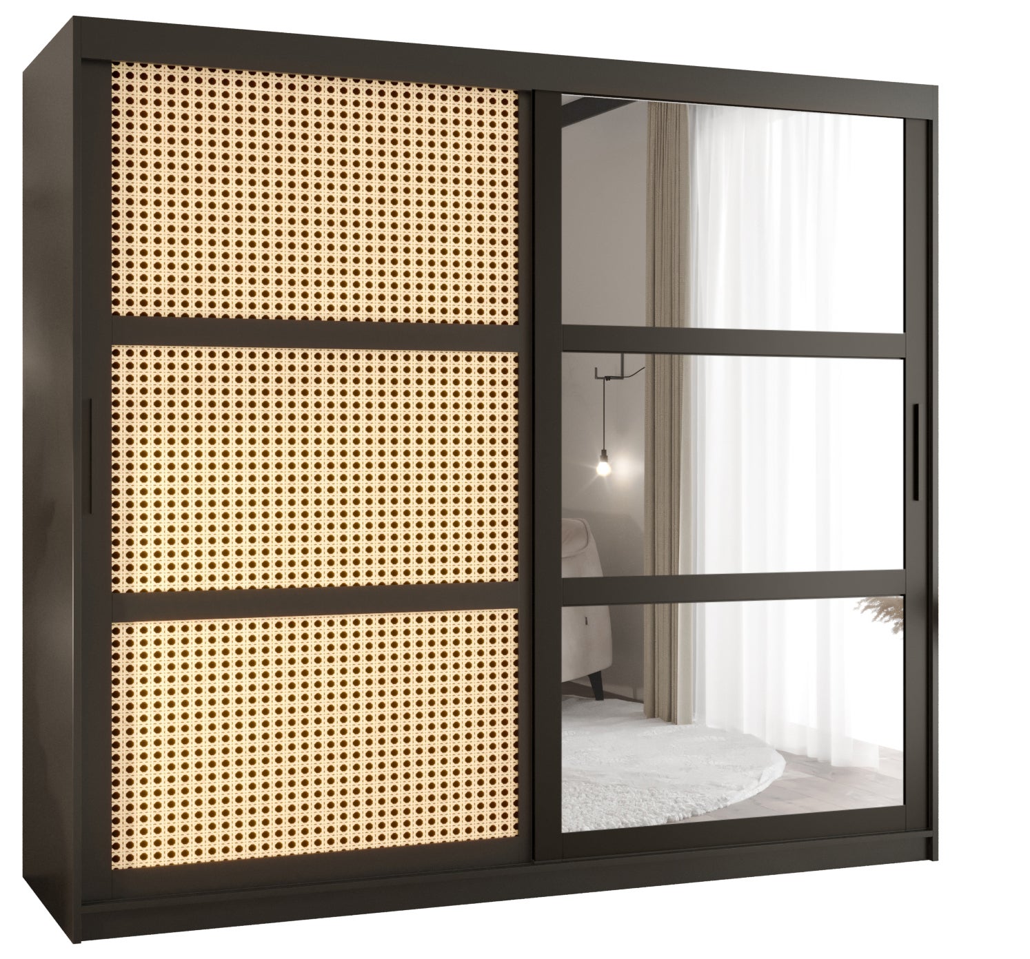 Szafa przesuwna Plecionka Wiedeńska 2 200 x 62 x 200 czarny – Abiks Meble