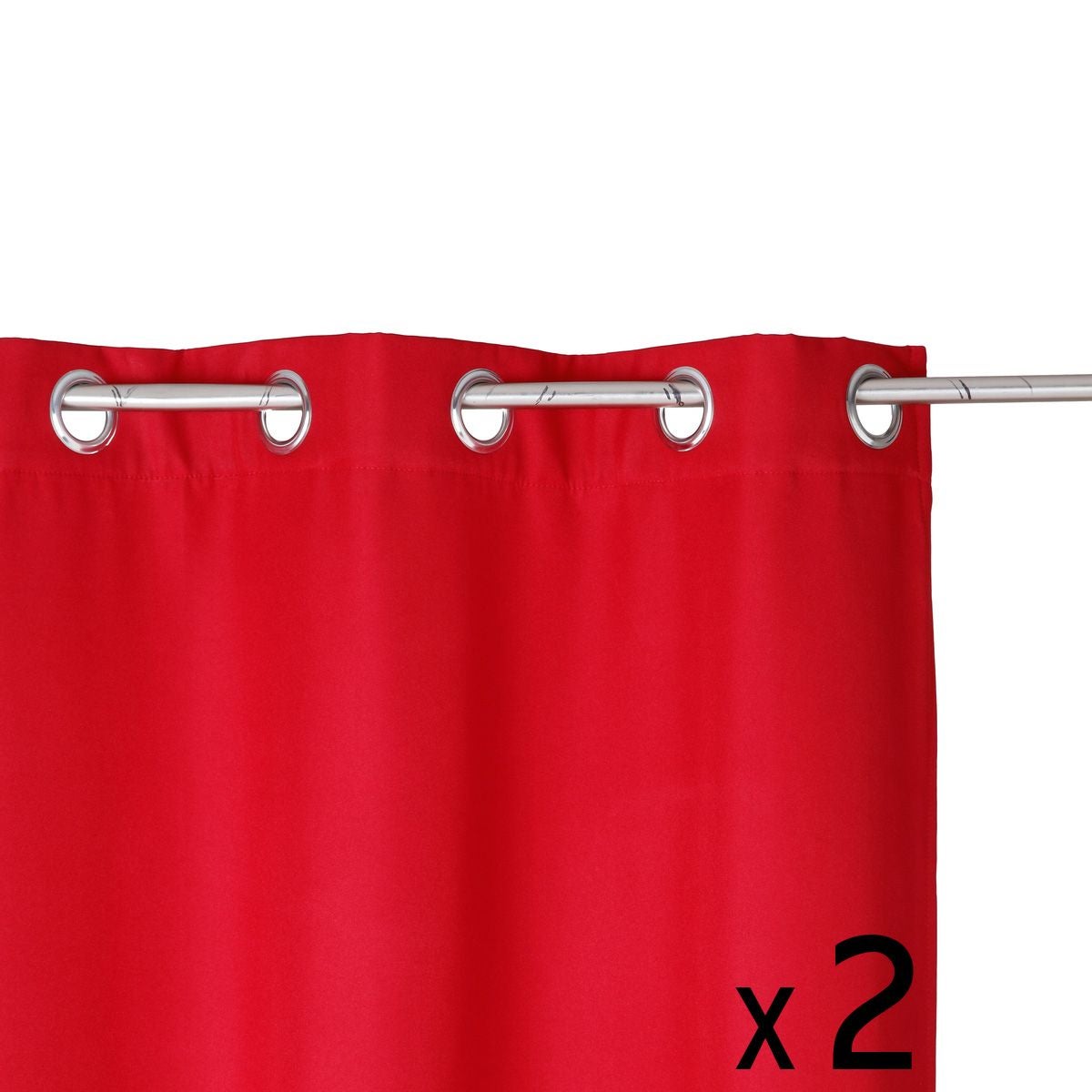 Image De Rideau Roug Lot de 2 Rideaux à œillets isolant Rouge 140 x 260 cm | Leroy Merlin