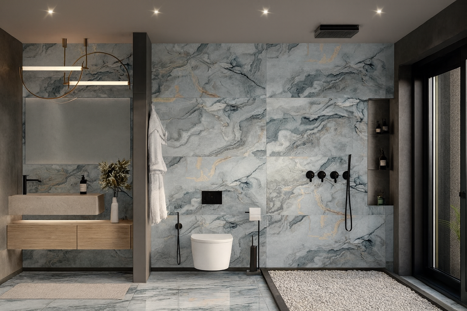 Carrelage sol / mur effet marbre FRAMED AQUA l.60 x L.120 cm Brillant LIMCARO - 5