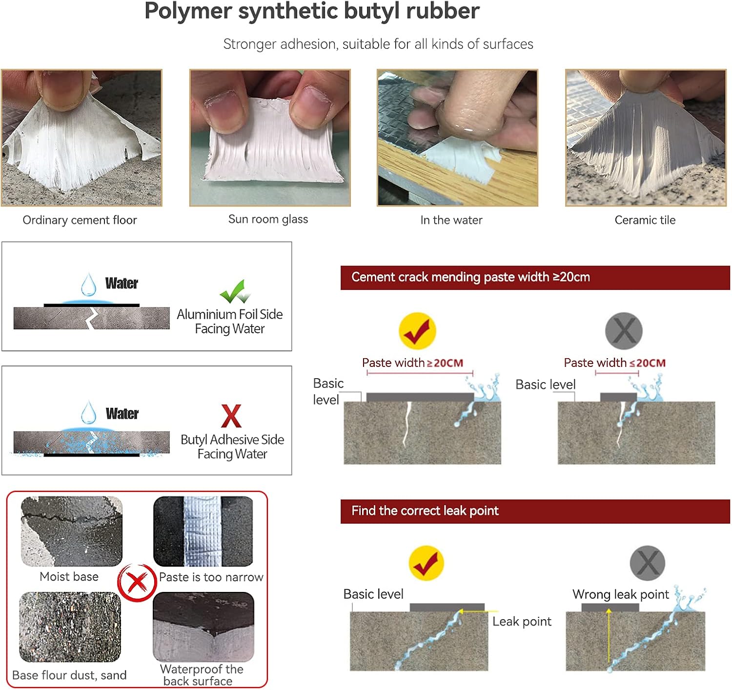 20cm X 5m Ruban Adhesif Etanche, Butyle En Aluminium Bande D'étanchéité, Bande Etancheite Autocollante, Bande Etancheite Toiture - 5
