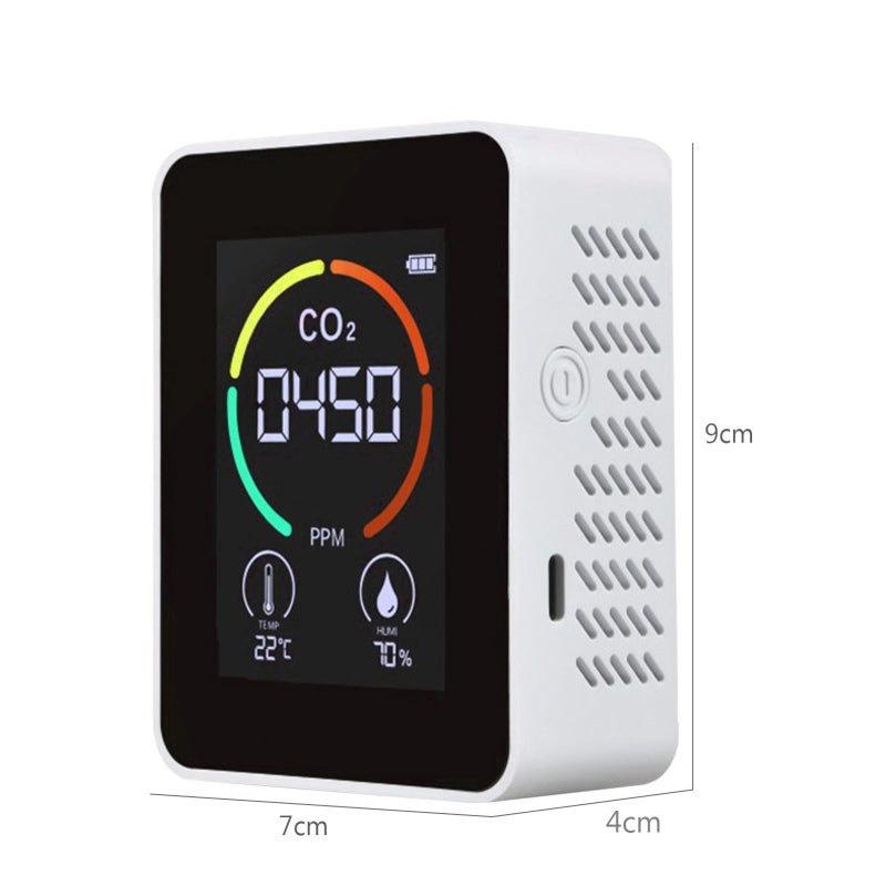 Detector de dióxido de carbono 3 en 1, monitor de calidad del aire, analizador de temperatura y humedad, medidor digital de CO2 para el hogar y la ofi - 7