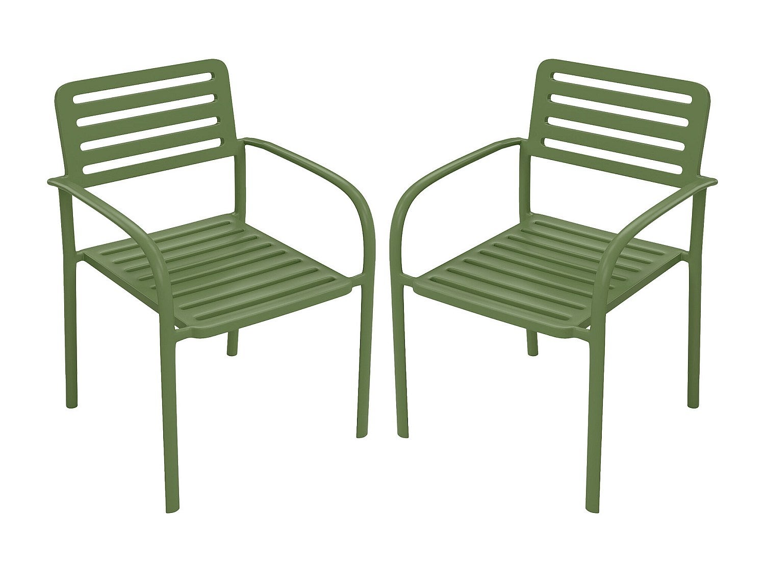 Zestaw 2 metalowych sztaplowanych foteli ogrodowych - Zielony - NILY od MYLIA