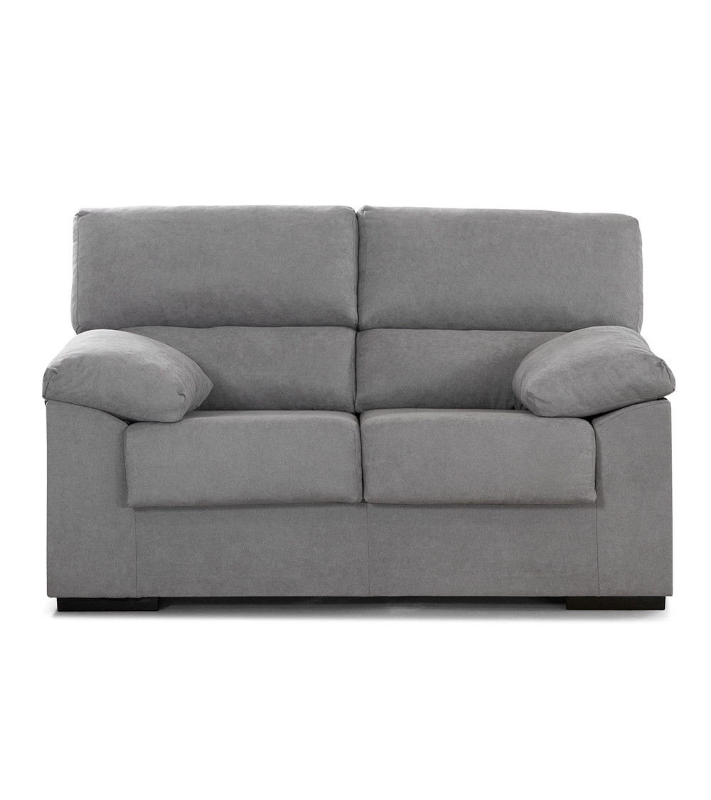 Sofá 2 plazas 140 cm denver, estructura madera tapizado antimanchas, color gris