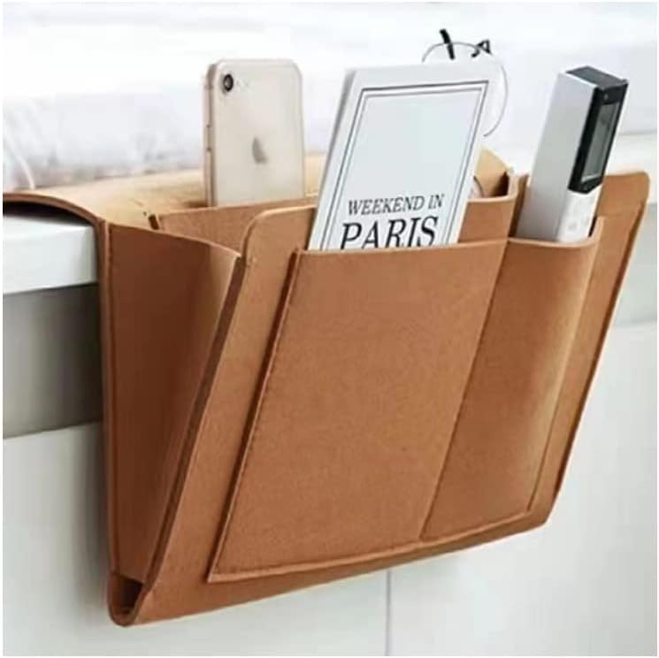 (Brązowy) 32*22*10 cm, 1 szt. organizer nocny, organizer wiszący na łóżko, filcowa kieszeń nocna, organizer nocny, okulary, czasopisma, T