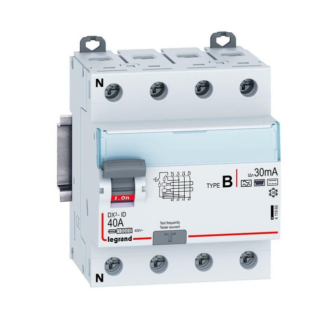 Interrupteur Différentiel Legrand DX³-ID 4P 40A Type F 30mA - 411695