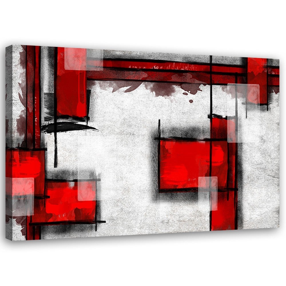 Obraz na płótnie, Abstrakcja geometryczna w czerwieni 100x70