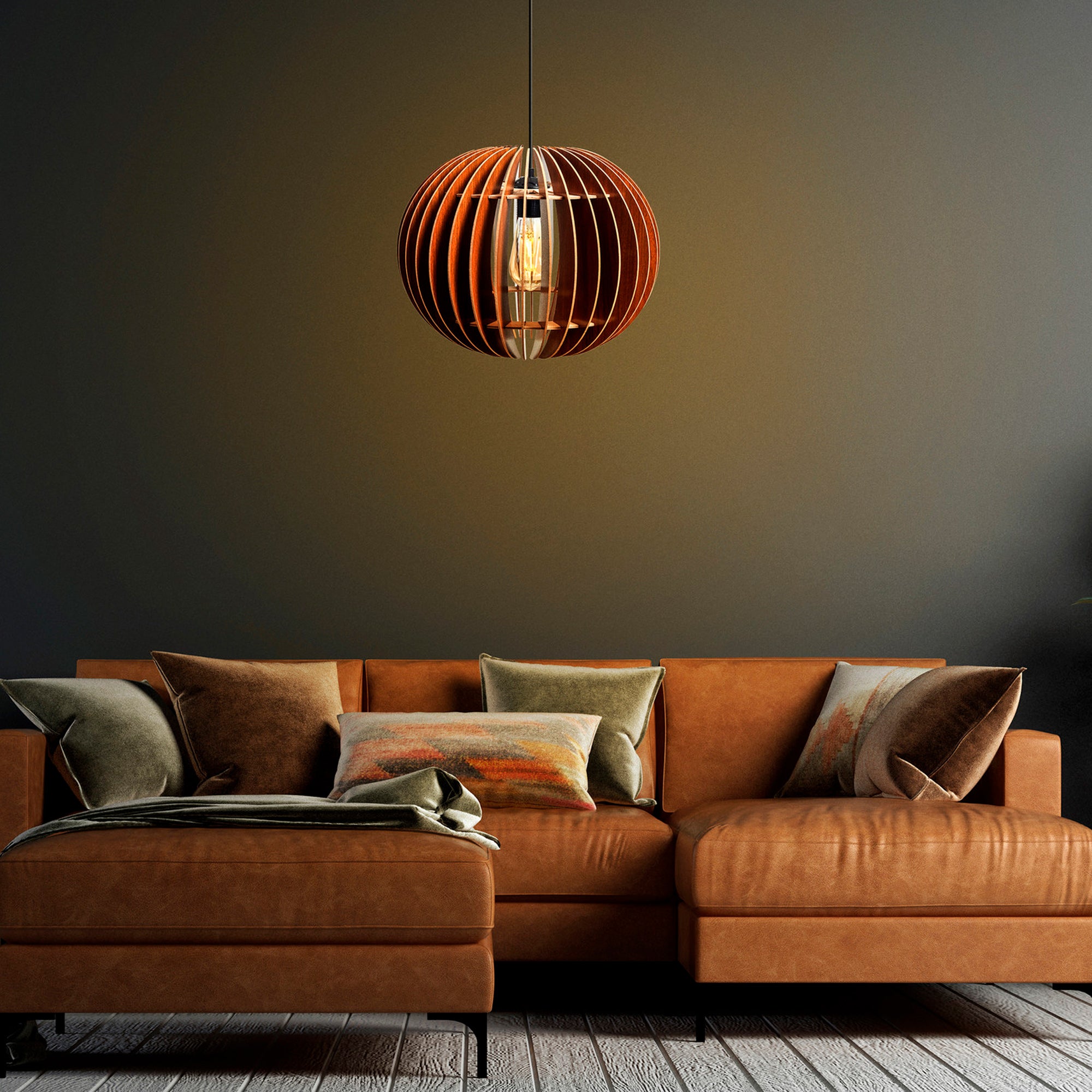 Plafoniera da 70 cm. Colore nogal Tipo E27 Max 45-60W - 4