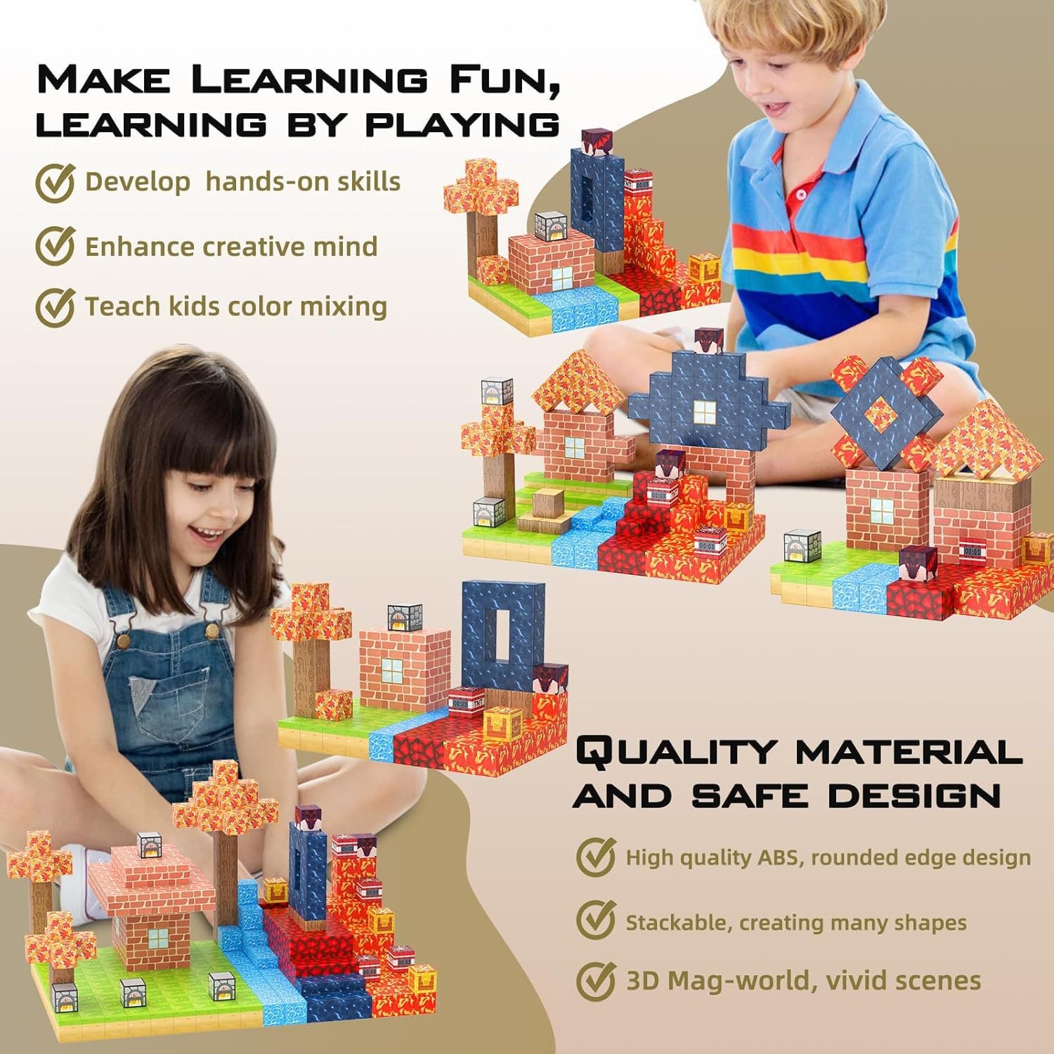 100 blocs de construction magnétiques, jouets, séries d'ingénierie, cadeaux d'anniversaire et de noël pour enfants - 6