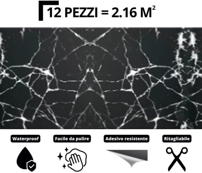 Pavimento Adesivo In PVC -5 Scatole Da 55 Piastrelle Viniliche Autoadesive - Marmo Nero - Ca. 5 - Foto 14