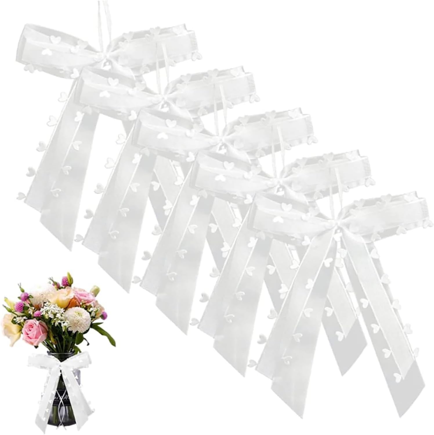 Fiocco Decorativo Per Auto Con Rose Finte – Nastro Per Matrimonio, 36x17 Cm, Decorazioni Per Auto, Casa E Festa (Confezione Da 2/4/6/10 Pezzi) - 2