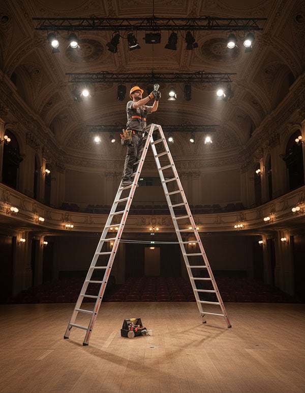 Escabeau double roulant 2x6 marches - Hauteur max. de travail 2,9m - 8024/2X6-4P - 5