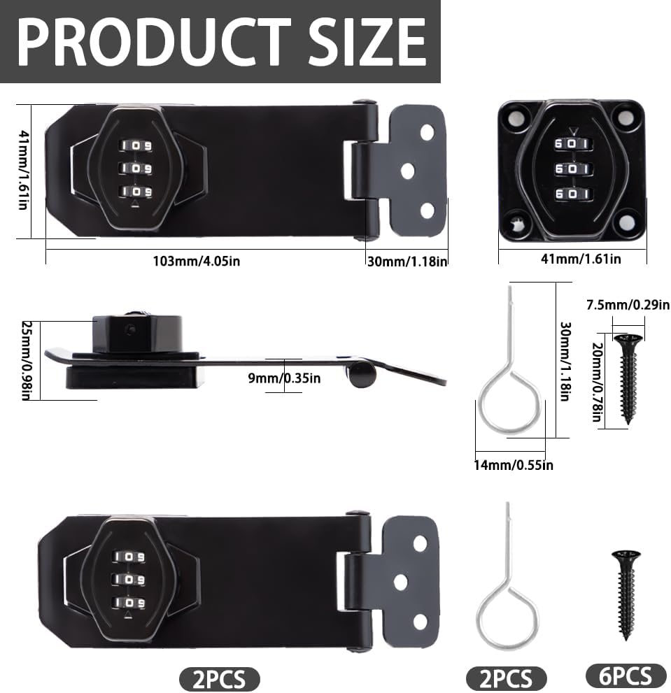 JZK 2 PCS 3 Code à Chiffres Cobinaison Serrure à Cae Serrure Aroire