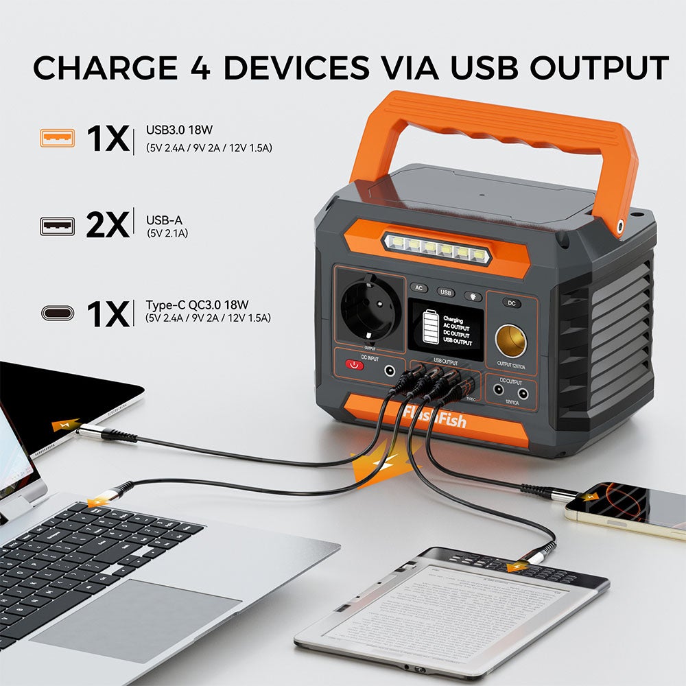 Station d'Énergie Portable Flashfish P66 300W, 231Wh, Onduleur Sinus Pur, Recharge Solaire, Lampe de Secours - 5