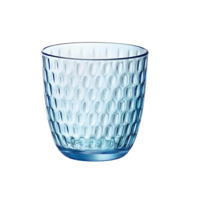 Set 6 Vasos Bajos Vidrio 29cl Bormioli Rocco Slot - Azul No Apto Microondas