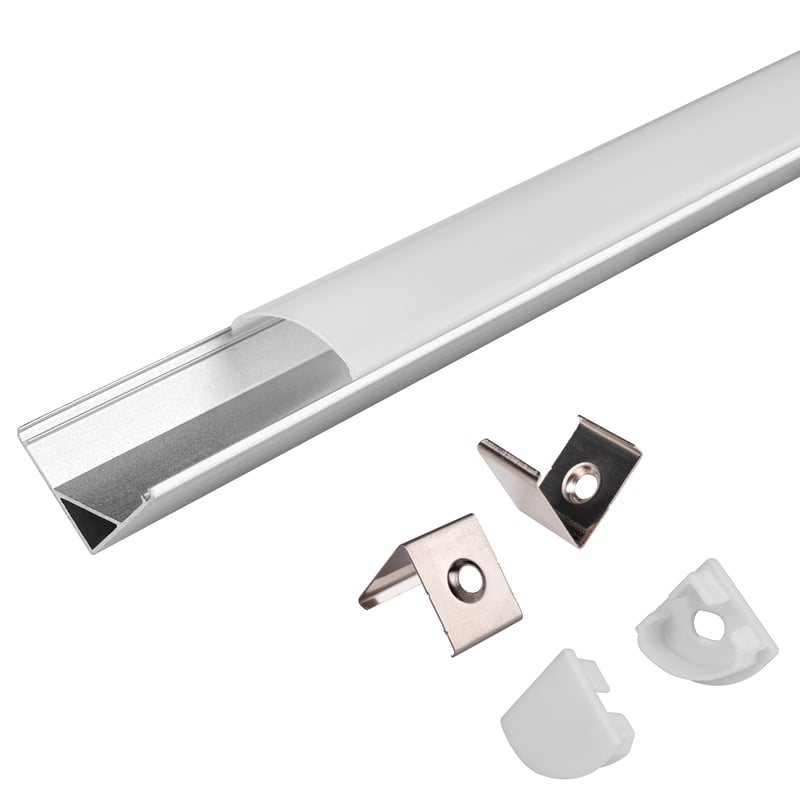 Profil LED aluminiowy narożny 2m anodowany z kloszem mlecznym XUDO