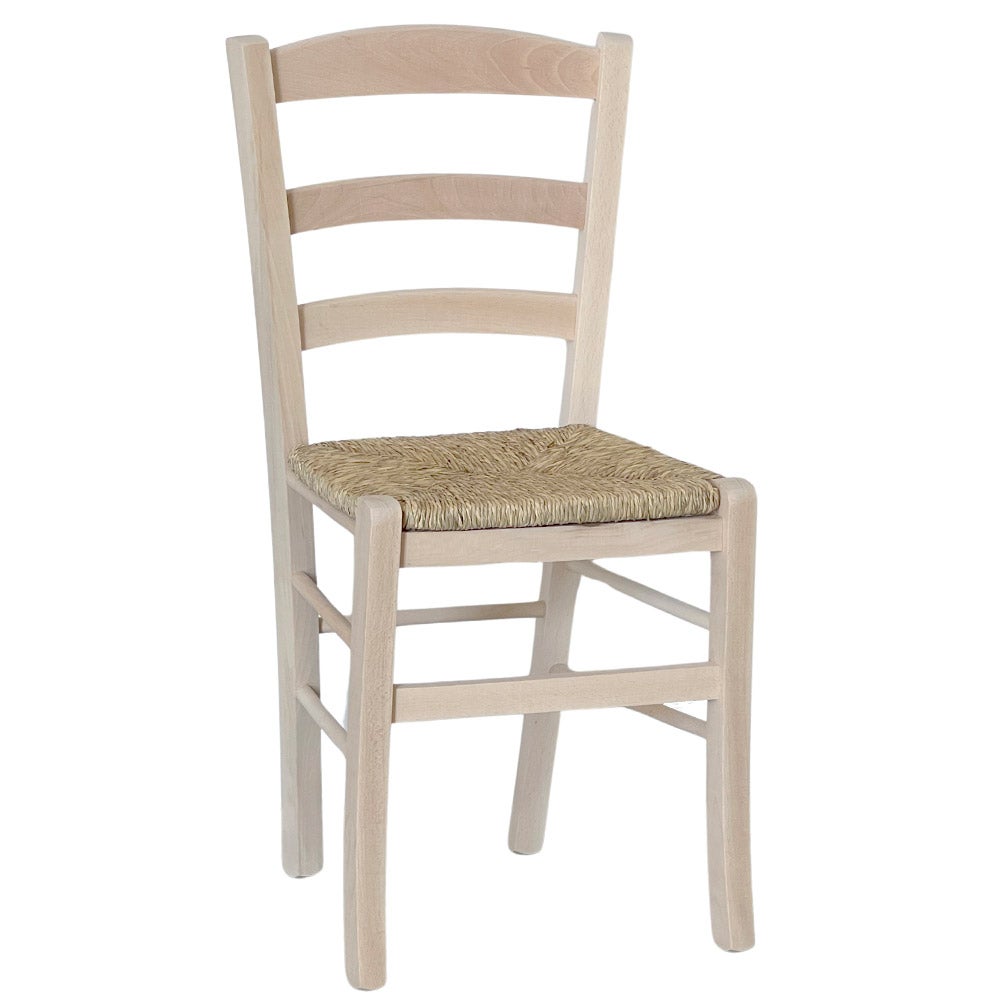 Sedia da sala da pranzo in legno paesana da dipingere con sedile