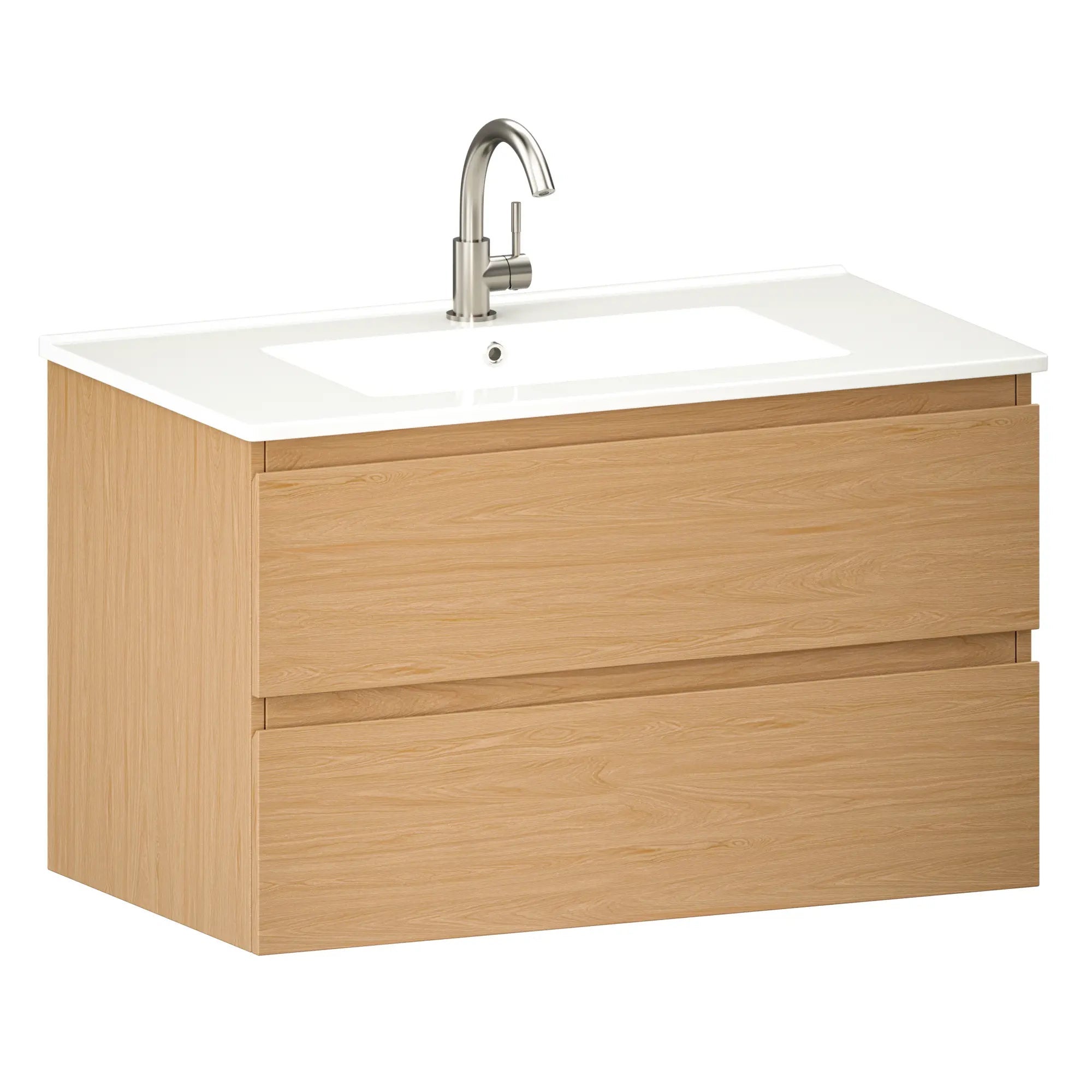 Mirlux Meuble vasque Mirlux Luma - 80 cm - Chêne clair - Vasque blanche - 3