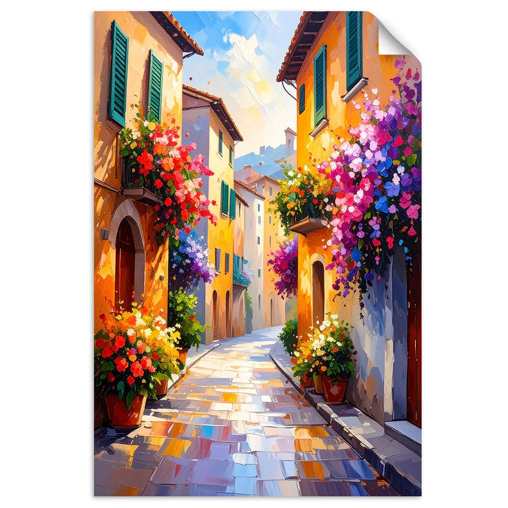 Naklejka na ścianę, Kolorowe Piękne Włoskie Uliczki 80x120