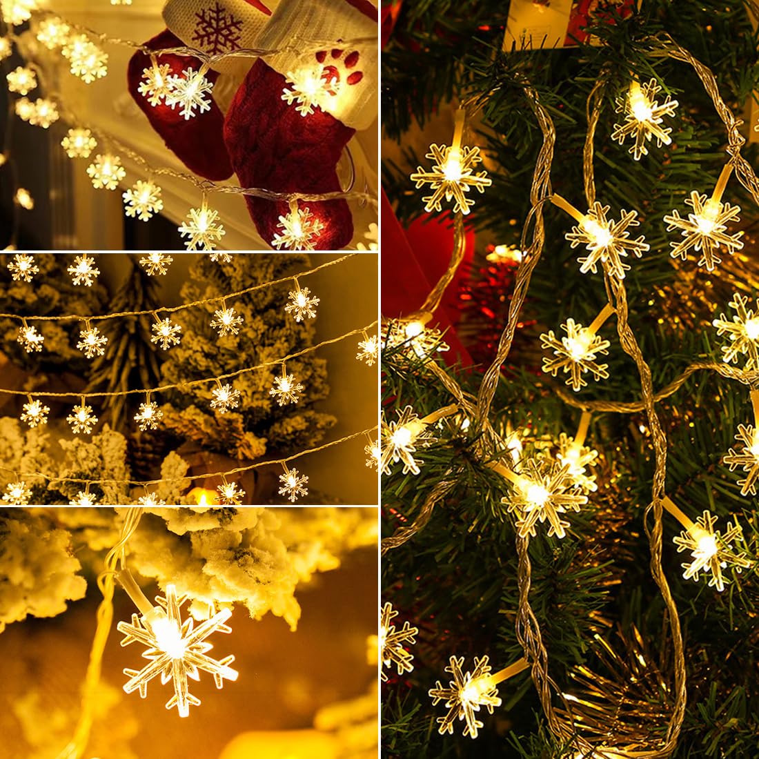 Guirlande Lumineuse de Flocon de Neige,6M 40 Pcs LED Guirlande Lumineuse Sapin de Noel, Guirlande LED Décoration Noel Intérieur pour Chambre à Coucher - 2