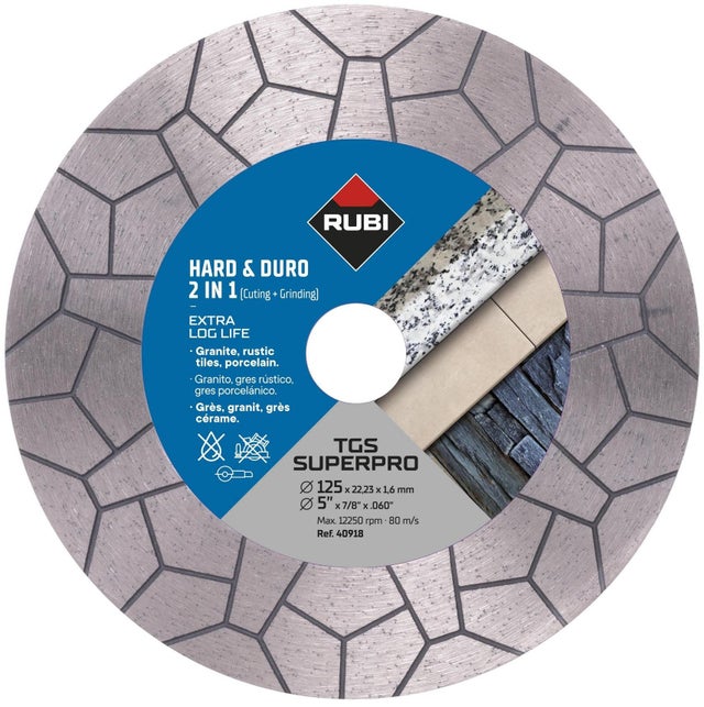 Disque diamant de coupe et de meulage TURBO VIPER - TGS RUBI - 125 mm