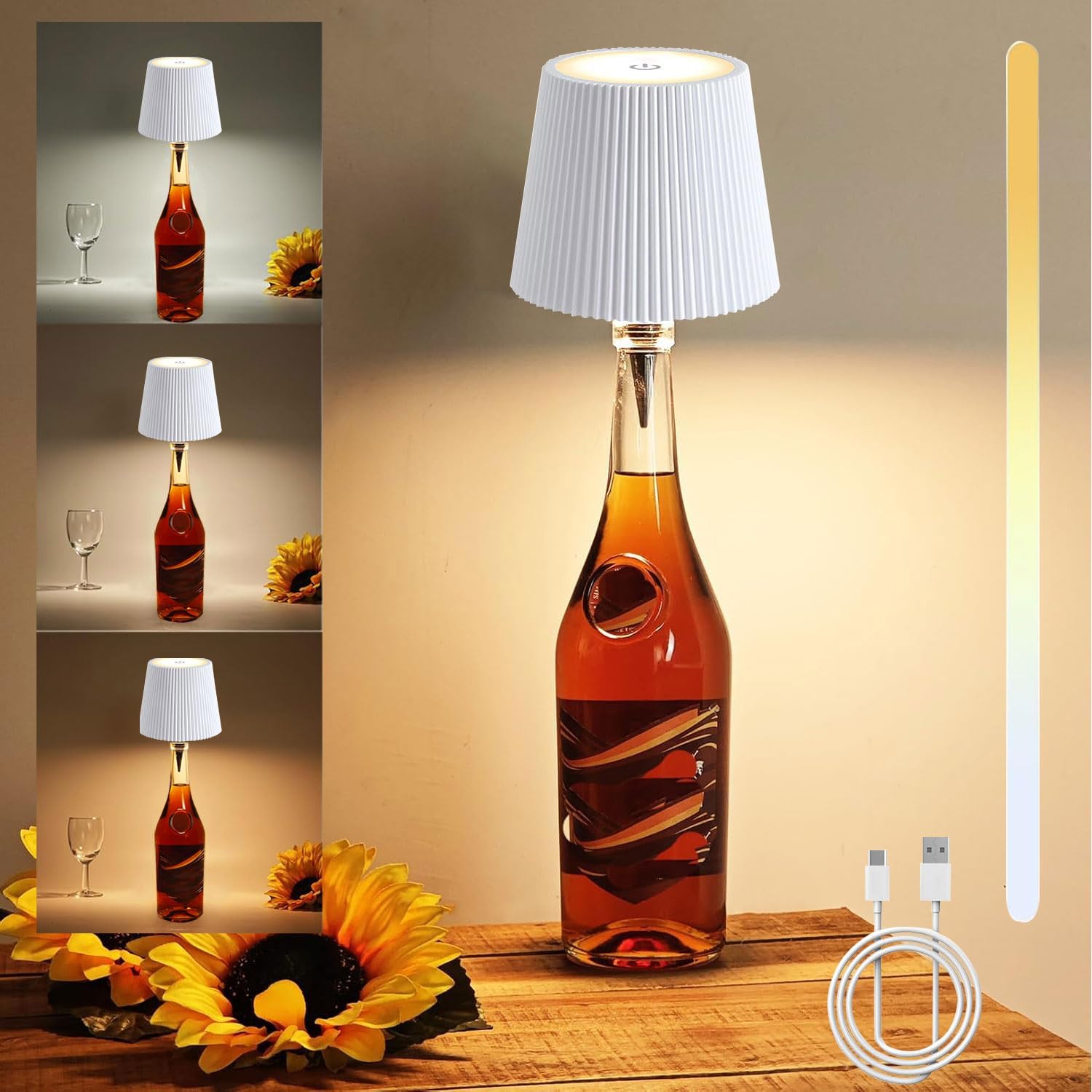 Luce LED Per Bottiglie Di Vino Ricaricabile - IP54, Dimmerabile, 3 Temperature Colore, Senza Fili