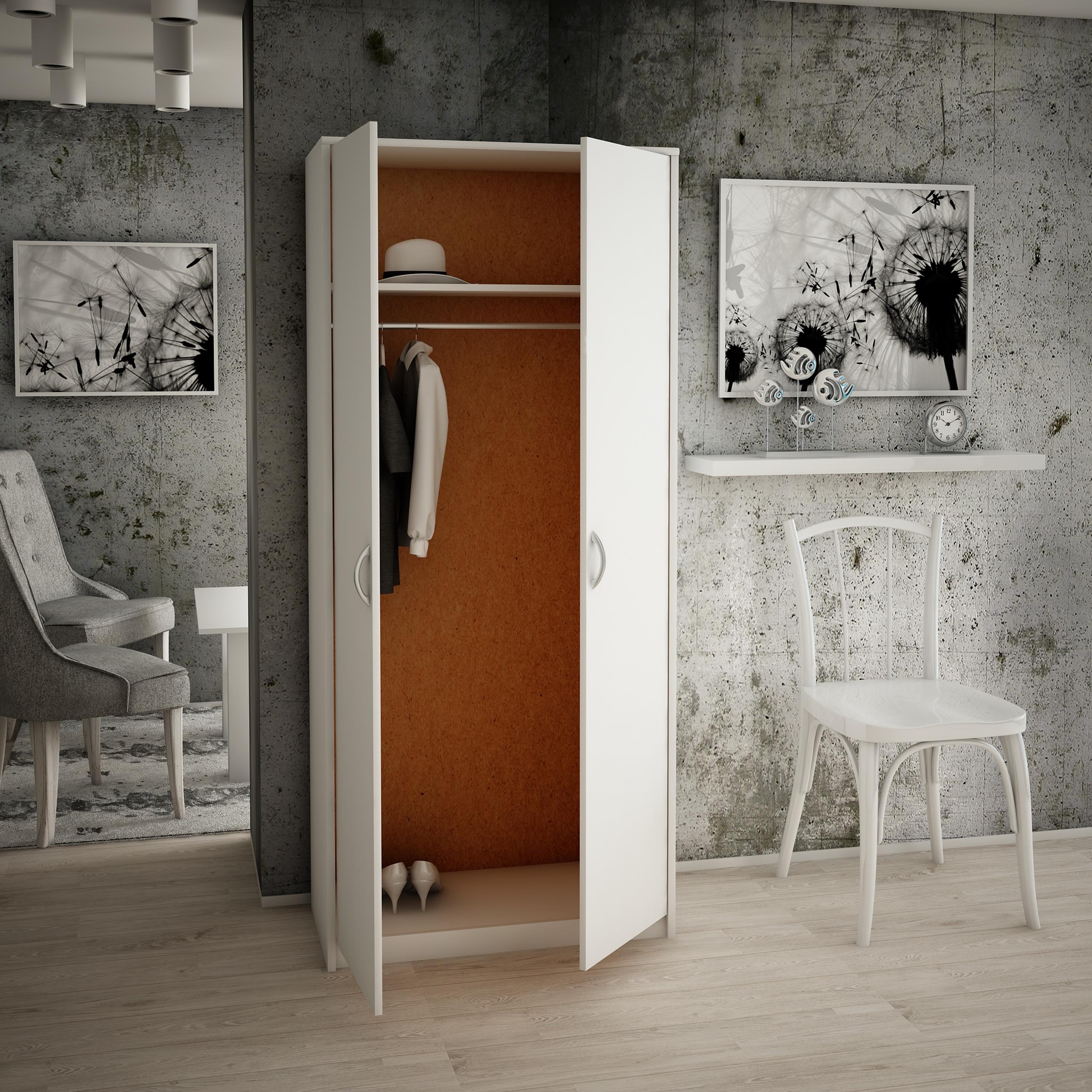 Szafa szafka 2D1P BIAŁA 85cm komoda regał półka - 3