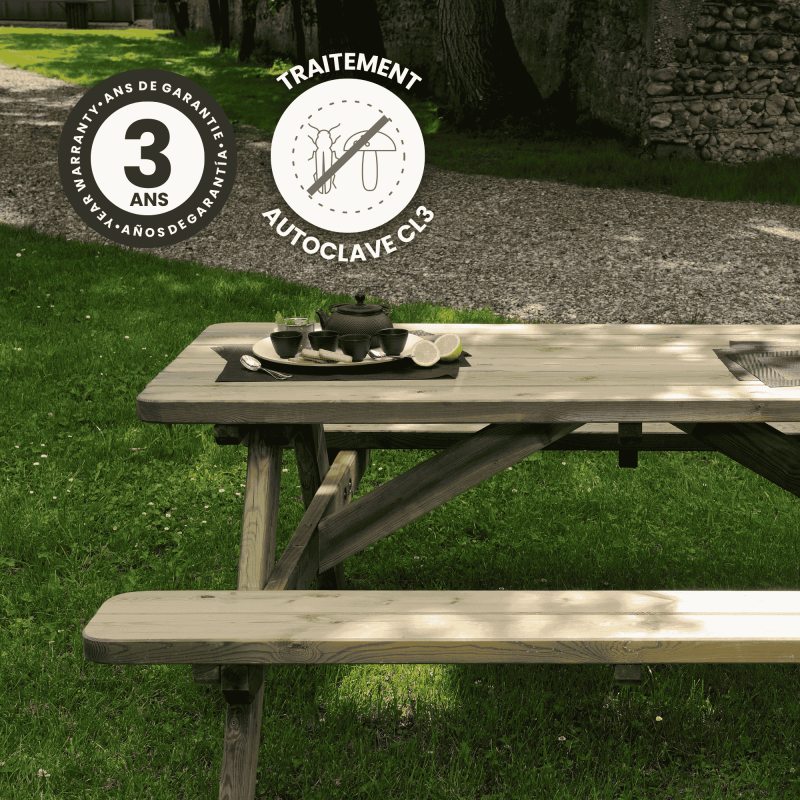 Table basse de jardin rectangulaire en Bois Beige 6 places - 5