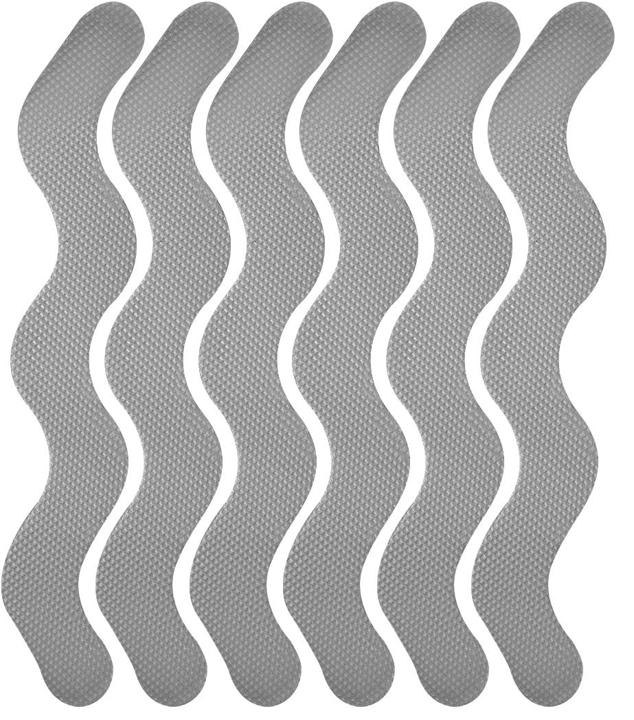 Naklejki antypoślizgowe pod prysznic, w kształcie litery S, do wanien, pryszniców, schodów, 1,3 x 18 cm, opakowanie 6 szt., szare