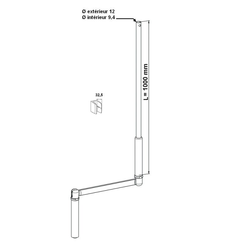 Manivelle blanche de volet roulant 1300 mm Ø 12 mm - 2