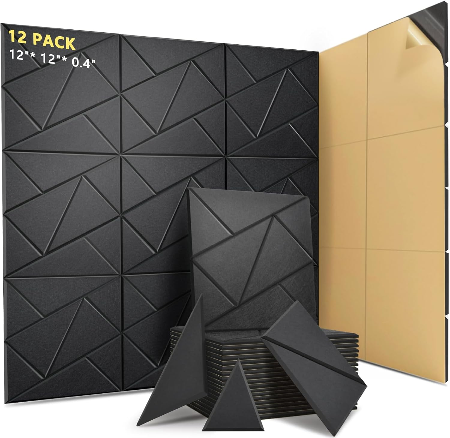 Zestaw samoprzylepnych paneli akustycznych wyciszające wypełnienie poliestrowe panele ścienne dźwiękochłonne o wysokiej gęstości x x cm czarne