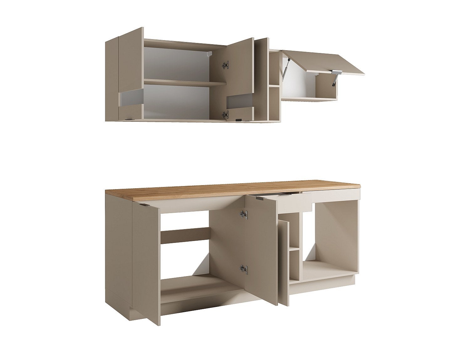 Cuisine complète - Avec plan de travail 200 cm - Beige et Naturel - CARMEO - 4