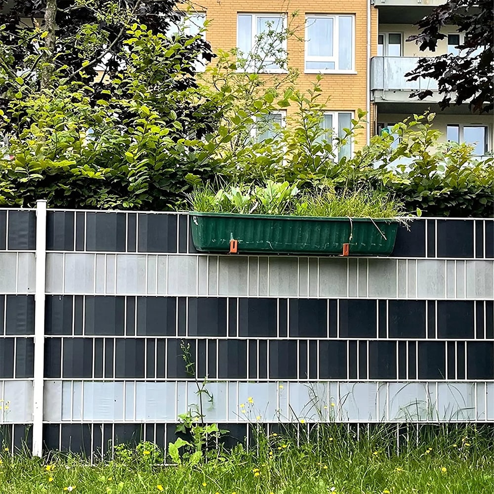 Fascia frangivista striscia telo in pvc oscurante per recinzioni cm.19 x 35 mt. grigio chiaro con clips di fissaggio - 3