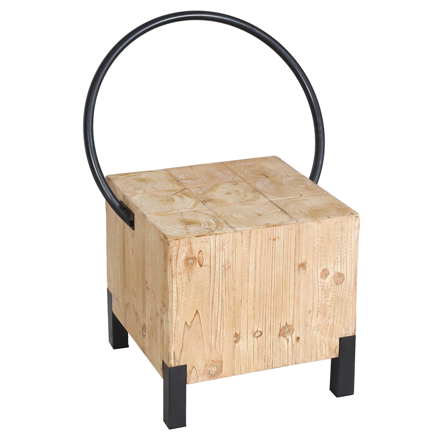 Krzesło do jadalni HWC-L76, stołek dla gości, industrialny metal z litego drewna z certyfikatem MVG, naturalny - 6