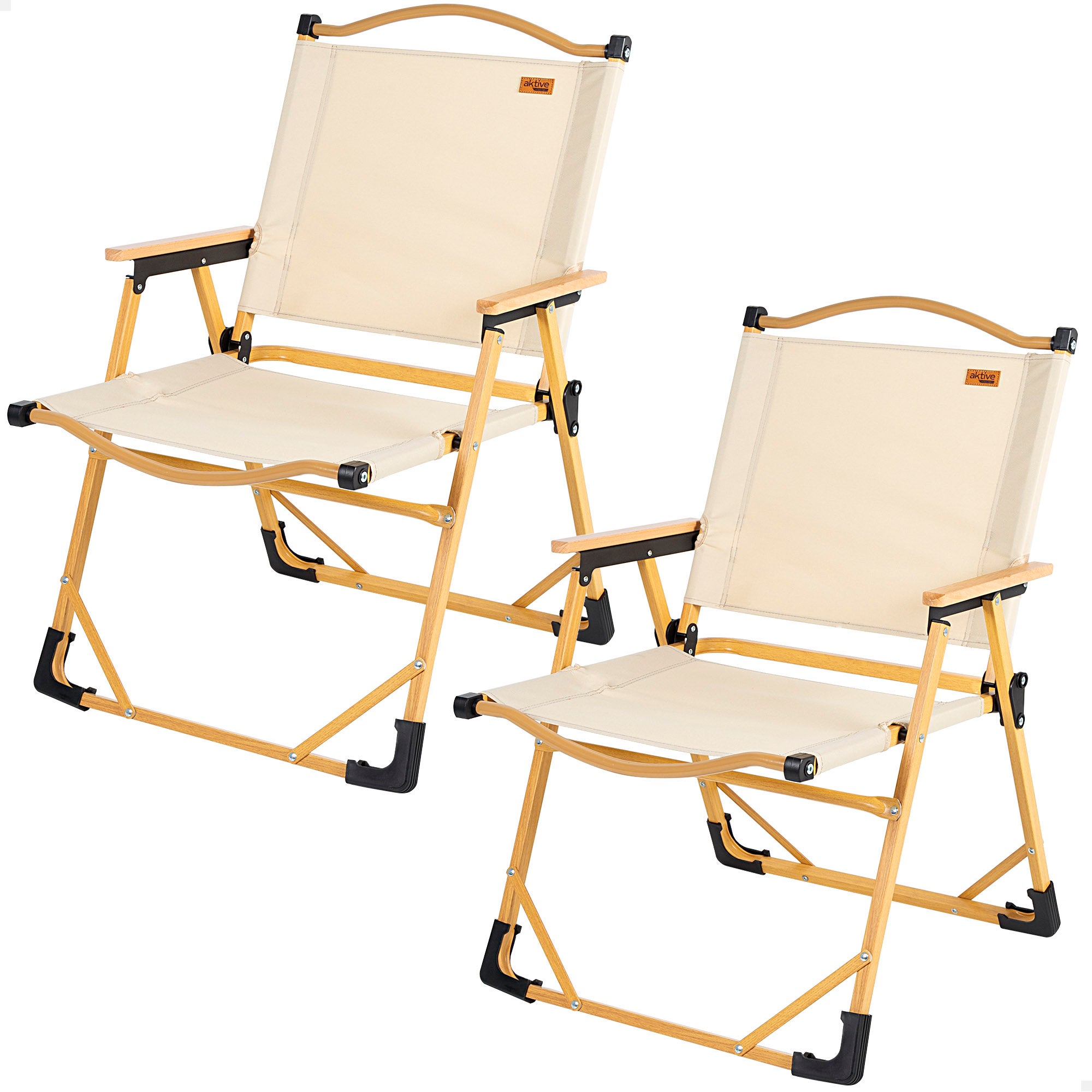 Pack 2 sillas plegables altas glamping crema aluminio aktive