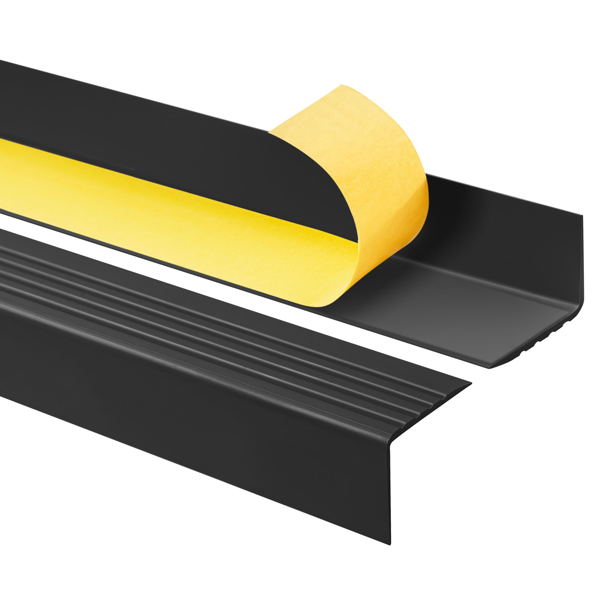 Profil schodowy samoprzylepny 50x42 mm PVC na krawędzie stopni z ryflowaniem - 90 cm, czarny