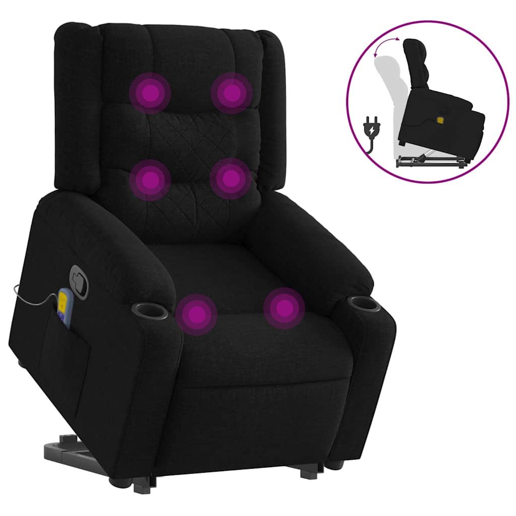 Fauteuil de massage inclinable Noir Tissu - 2