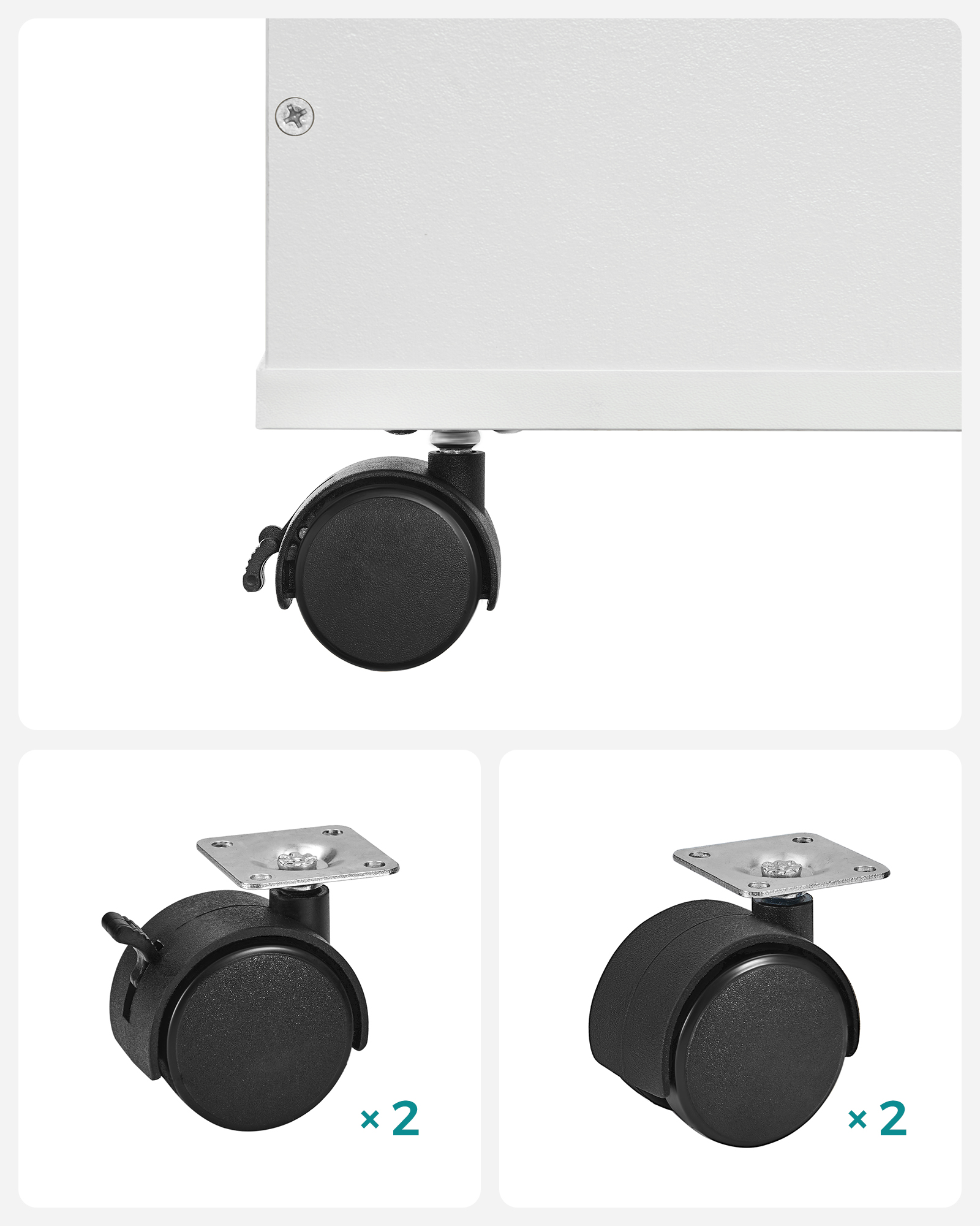 Étagère pour jouets, 3 Compartiments, Boîte à jouets avec roulettes, Blanc - 4
