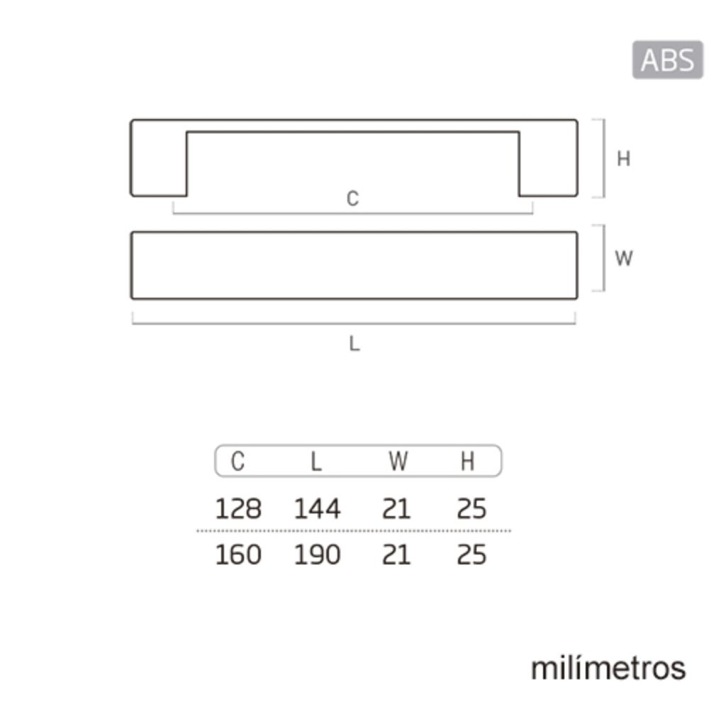 6 Un. TIRADOR Asa Mueble resina plástica ABS negro mate Puerta Armario COCINA - Distancia tornillos 128MM - 5