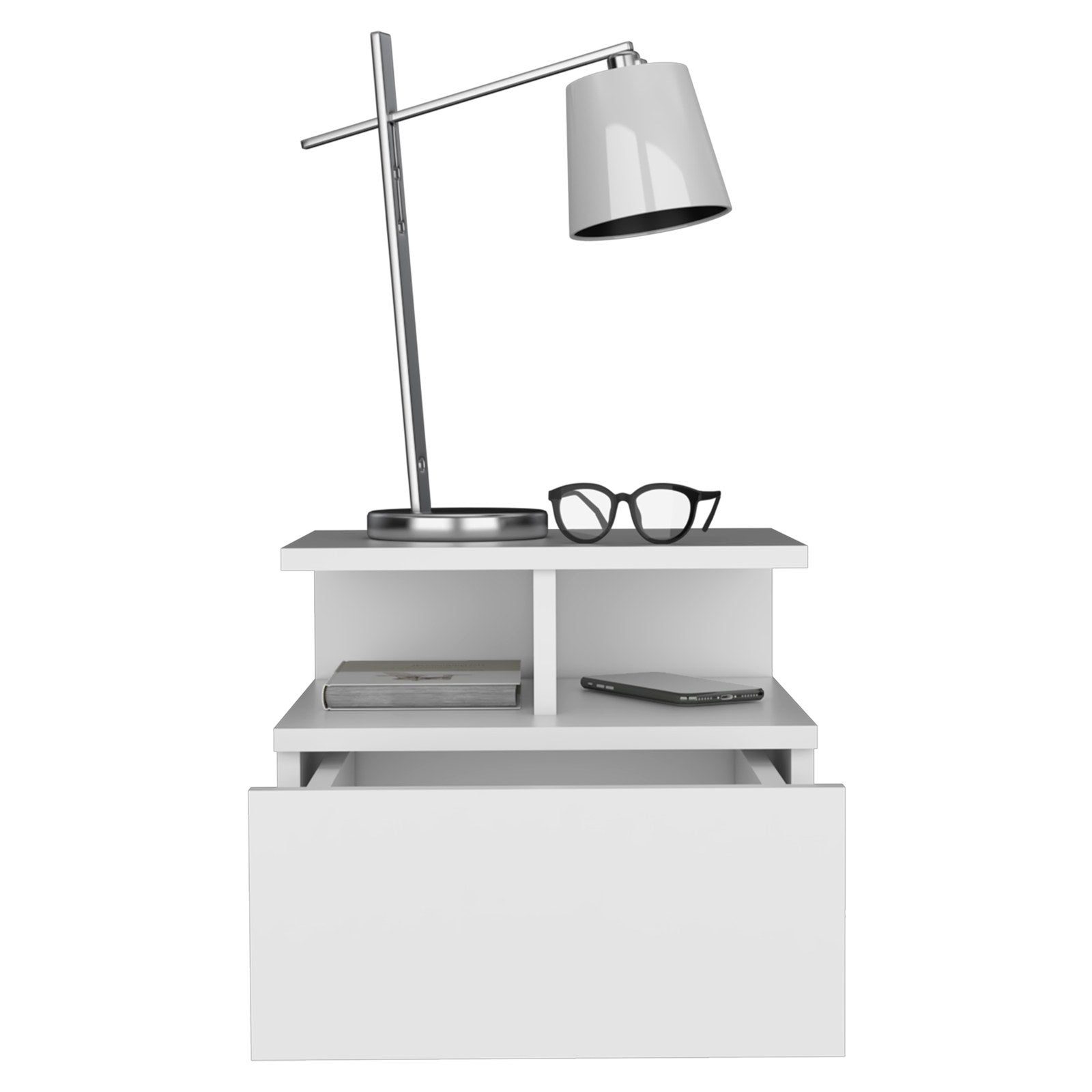 Table de chevet suspendue Adele de 36 cm avec 1 tiroir, blanc | Leroy ...
