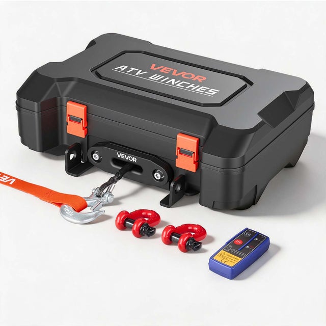 Treuil Portable VEVOR 12 V CC 2041 kg Treuil Électrique Corde Synthétique, pour Quad, Télécommandes sans Fil et Filaire