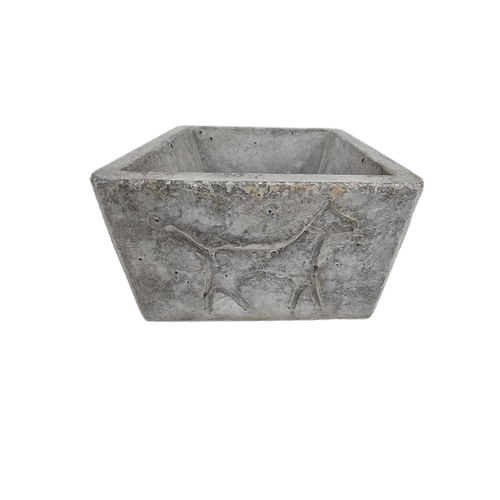 Comedouro e Bebedouro 2 em 1 de Concreto Cinza para Cães e Gatos | Resistente e Durável | 27x27x16 cm | Vegara Stone