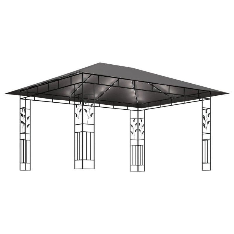Gazebo con zanzariera e luci led 4x3x2,73 m antracite - 4