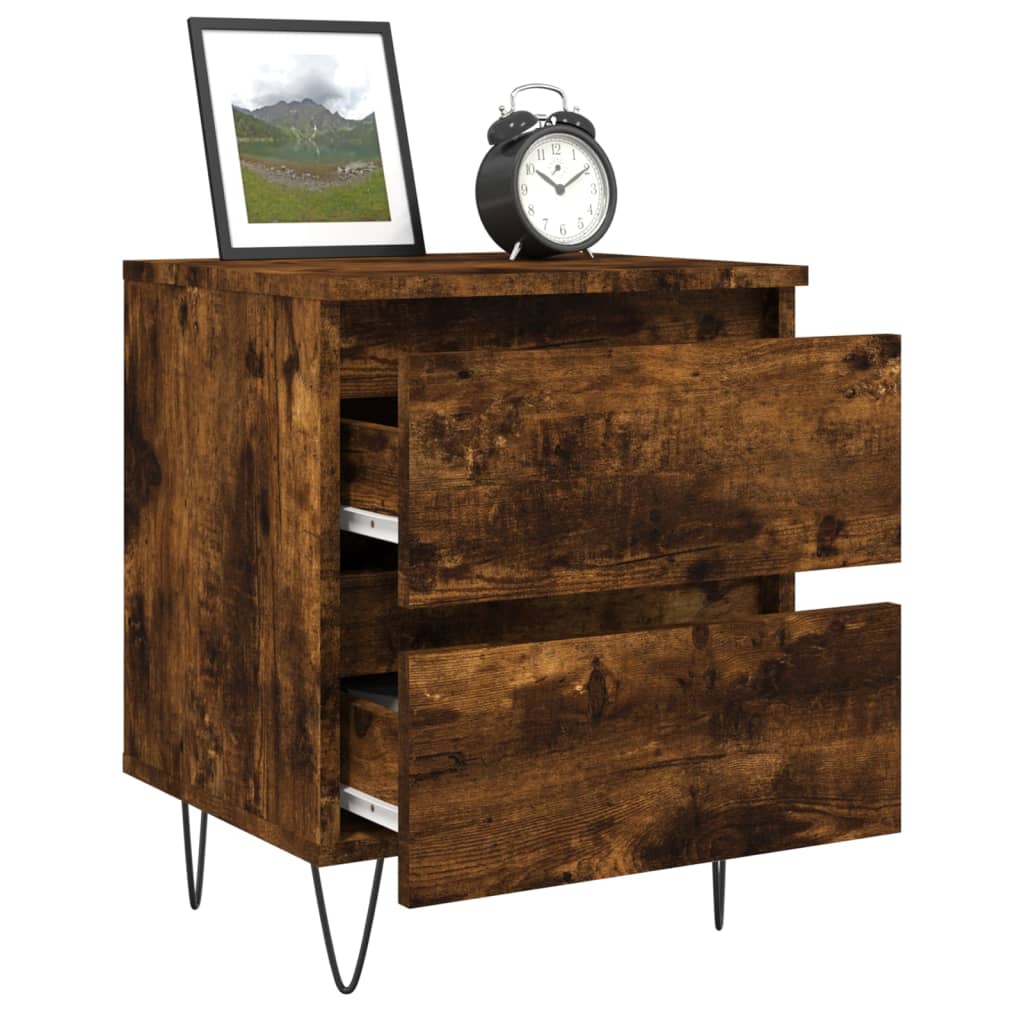 Maison Exclusive - Tables de chevet 2 pcs chêne fumé 40x35x50 cm bois ingénierie - 4