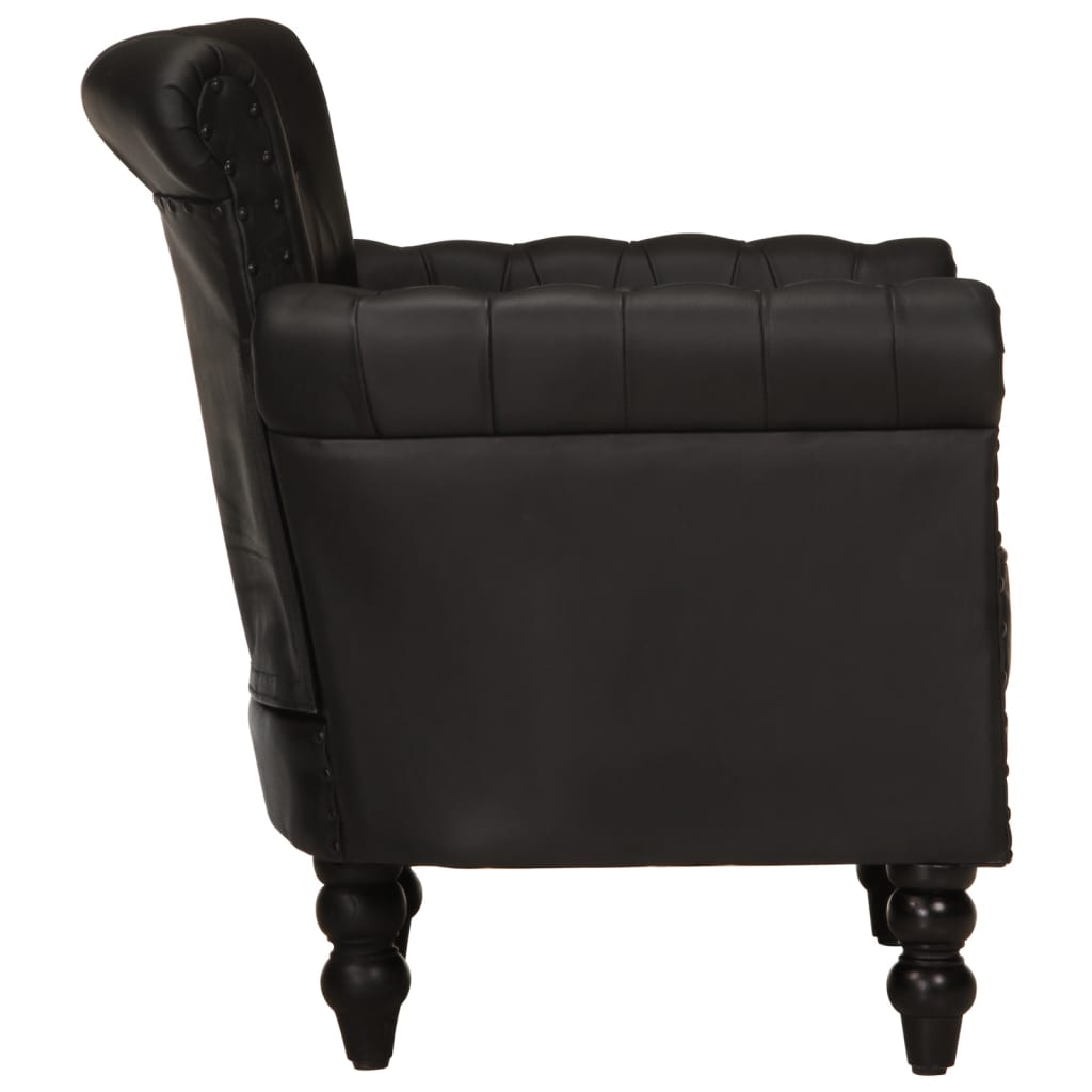 Fauteuil Noir Cuir de chèvre véritable - 3